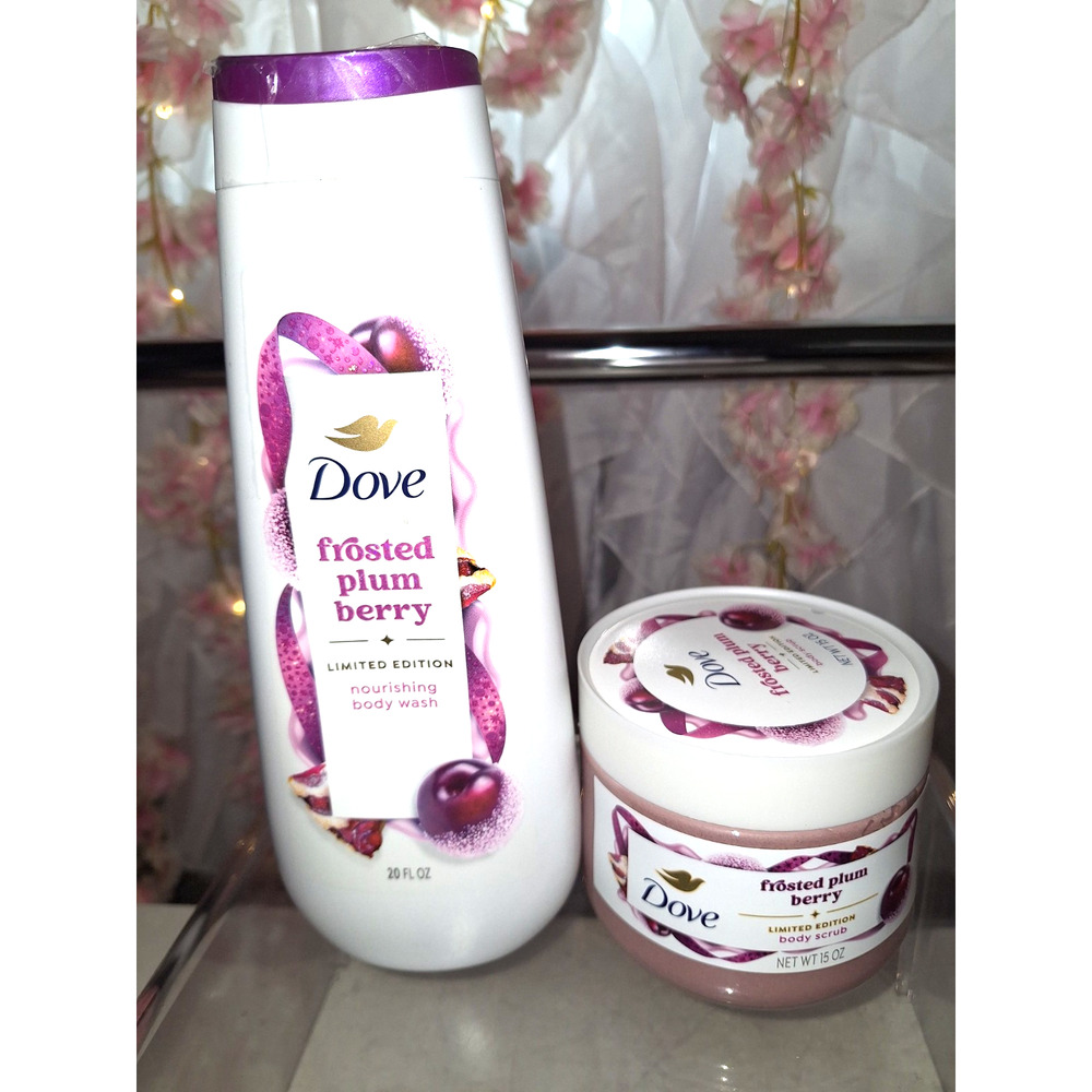 Dove Limited Edition Frosted Plum Berry Bundle, body wash & scrub